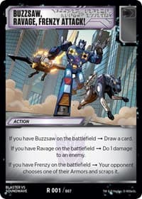 Buzzsaw, Ravage, Frenzy Attack! - Blaster VS Soundwave Box Set - Transformers TCG card