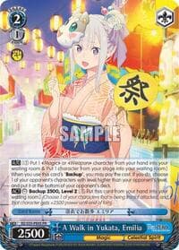 A Walk in Yukata, Emilia - Re:ZERO Vol.2 - Weiss Schwarz card