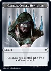 Emblem - Garruk, Cursed Huntsman - Throne of Eldraine - Magic: The Gathering card
