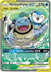 Blastoise & Piplup GX (Alternate Full Art) - SM - Cosmic Eclipse - Pokemon card