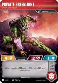 Private Greenlight - Special Ops Recon - War for Cybertron: Siege II - Transformers TCG card