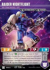 Raider Nightflight - Air Strike Patrol Spy - War for Cybertron: Siege II - Transformers TCG card