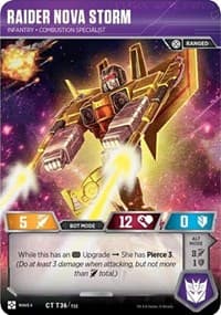 Raider Nova Storm - Infantry Combustion Specialist - War for Cybertron: Siege II - Transformers TCG card