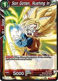 Son Goten, Rushing In - Malicious Machinations Pre-Release Cards - Dragon Ball Super: Masters card