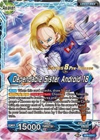 Android 18 // Dependable Sister Android 18 - Malicious Machinations Pre-Release Cards - Dragon Ball Super: Masters card
