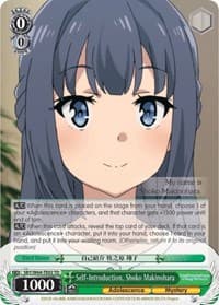 Self-Introduction, Shoko Makinohara - Rascal Does Not Dream of Bunny Girl Senpai - Weiss Schwarz card