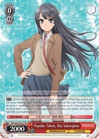 Popular Talent, Mai Sakurajima - Rascal Does Not Dream of Bunny Girl Senpai - Weiss Schwarz card