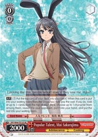 Popular Talent, Mai Sakurajima (SR) - Rascal Does Not Dream of Bunny Girl Senpai - Weiss Schwarz card