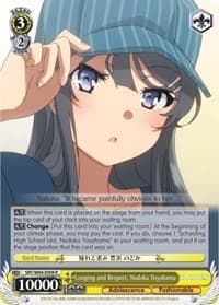 Longing and Respect, Nodoka Toyohama - Rascal Does Not Dream of Bunny Girl Senpai - Weiss Schwarz card