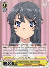 Press Interview, Mai Sakurajima - Rascal Does Not Dream of Bunny Girl Senpai - Weiss Schwarz card