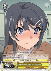 Embarassed, Mai Sakurajima - Rascal Does Not Dream of Bunny Girl Senpai - Weiss Schwarz card