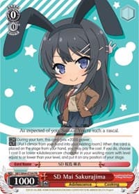 SD Mai Sakurajima - Rascal Does Not Dream of Bunny Girl Senpai - Weiss Schwarz card