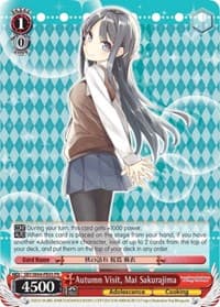 Autumn Visit, Mai Sakurajima - Rascal Does Not Dream of Bunny Girl Senpai - Weiss Schwarz card
