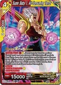 Super Baby 1, All-Consuming Terror - Malicious Machinations Pre-Release Cards - Dragon Ball Super: Masters card