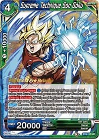 Supreme Technique Son Goku - Malicious Machinations Pre-Release Cards - Dragon Ball Super: Masters card