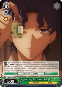 Agonizing Decision, Shinji - Fate/stay night [Heaven's Feel] - Weiss Schwarz card