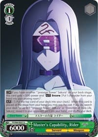 Master's Capability, Rider - Fate/stay night [Heaven's Feel] - Weiss Schwarz card