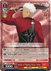 Variety of Fighting Styles, Archer - Fate/stay night [Heaven's Feel] - Weiss Schwarz card