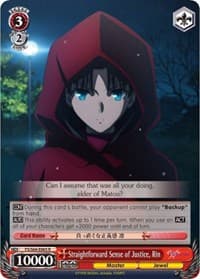 Straightforward Sense of Justice, Rin - Fate/stay night [Heaven's Feel] - Weiss Schwarz card