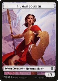 Human Soldier // Gold Double-Sided Token - Theros Beyond Death - Magic: The Gathering card