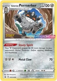 Galarian Perrserker - SWSH008 (Prerelease) [Staff] - SWSH: Sword & Shield Promo Cards - Pokemon card