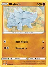 Rhyhorn (096) - SWSH01: Sword & Shield Base Set - Pokemon card