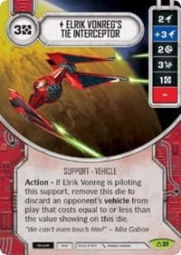 Elrik Vonreg's TIE Interceptor (Card Only) - Covert Missions - Star Wars: Destiny card