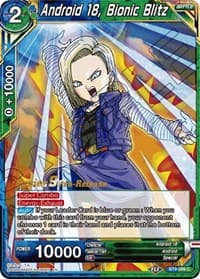 Android 18, Bionic Blitz - Universal Onslaught Pre-Release Cards - Dragon Ball Super: Masters card