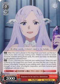 Preparation for the Load Test, Administrator (SR) - Sword Art Online -Alicization- - Weiss Schwarz card