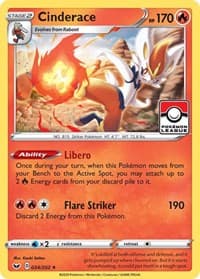 Cinderace - 034/202 (Pokemon League) - League & Championship Cards - Pokemon card