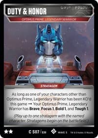 Duty & Honor - Titan Masters Attack - Transformers TCG card