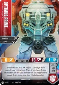 Optimus Prime - Legendary Warrior - Titan Masters Attack - Transformers TCG card