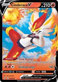 Cinderace V - SWSH02: Rebel Clash - Pokemon card