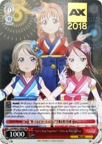 "Let's Sing Together!" Chika & Riko & You (AX 2018) - Love Live! Sunshine!! Extra Booster - Weiss Schwarz card