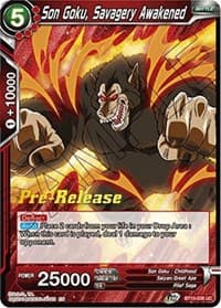 Son Goku, Savagery Awakened - Rise of the Unison Warrior Pre-Release Cards - Dragon Ball Super: Masters card