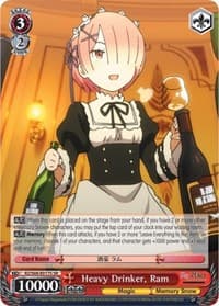 Heavy Drinker, Ram (SR) - Re:ZERO Memory Snow - Weiss Schwarz card