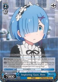 Imploring Gaze, Rem - Re:ZERO Memory Snow - Weiss Schwarz card