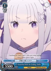 Unsatisfied With the Grading, Emilia - Re:ZERO Memory Snow - Weiss Schwarz card