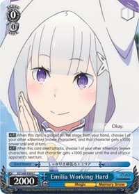 Emilia Working Hard - Re:ZERO Memory Snow - Weiss Schwarz card
