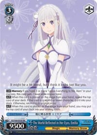 The World Reflected in Her Eyes, Emilia - Re:ZERO Memory Snow - Weiss Schwarz card