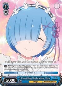 Unsettling Declaration, Rem - Re:ZERO Memory Snow - Weiss Schwarz card