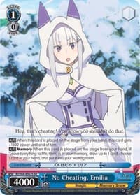 No Cheating, Emilia (SR) - Re:ZERO Memory Snow - Weiss Schwarz card