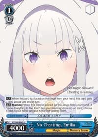 No Cheating, Emilia - Re:ZERO Memory Snow - Weiss Schwarz card