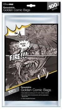 Golden Size 7-3/4" X 10-1/2" Resealable Comic Bags (100-Pack) - Ultra Pro Comic and Magazine Bags and Boards - Collectible Storage card