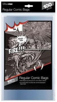 Regular Size 7-1/8" X 10-1/2" Comic Bags (100-Pack) - Ultra Pro Comic and Magazine Bags and Boards - Collectible Storage card