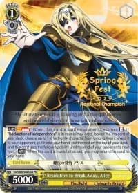 Resolution to Break Away, Alice (SpringFest 2020 Regional Champion) - Bushiroad Event Cards - Weiss Schwarz card