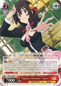 "Signature Statement" Yunyun - KonoSuba The Movie: Legend of Crimson - Weiss Schwarz card