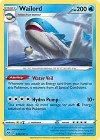 Wailord - SWSH04: Vivid Voltage - Pokemon card