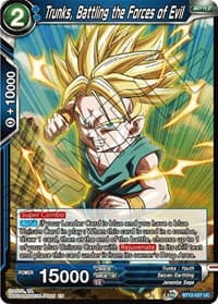 Trunks, Battling the Forces of Evil - Vicious Rejuvenation - Dragon Ball Super: Masters card