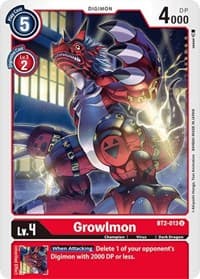 Growlmon - Release Special Booster 1.0 - Digimon Card Game card